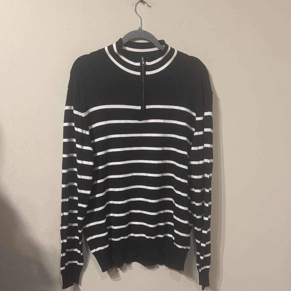Abbott Elementary Teacher Edition Black & Ivory Long Sleeve 3/4 zip Sweater XL